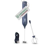 Chef Meet Fackelmann - Espumador de leche eléctrico (incluye 2 batidores de varilla, recargable por USB-C, 3 velocidades), color gris oscuro
