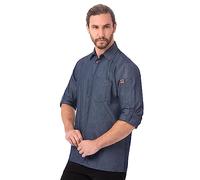 Chef obras skl001-ibl-m Detroit tela vaquera de manga larga camiseta, medio, azul