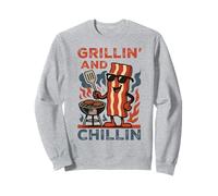 Chef patriótico de tocino Grillin' & Chillin' con bandera estadounidense Sudadera