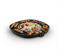 Chef Pirouette Plancha Eléctrica con Bandeja Giratoria - Superficie 45 x 45 cm - Termostato hasta 220 °C - Recubrimiento Antiadherente - Fácil de Limpiar - 6 Espátulas - Cable Desmontable -