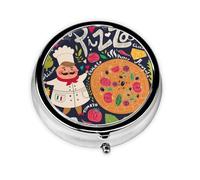Chef Pizza Este pequeño pastillero redondo de viaje de tres compartimentos es perfecto para almacenar medicamentos diarios, vitaminas y sobre la marcha.