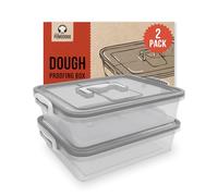 Chef Pomodoro Caja con Tapa para Fermentar Bolas de Masa de Pizza, Contenedor Plástico, Caja Transparente con Práctica Asa de Transporte (Gris, 44 x 34 cm (Paquete de 2))