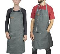 Chef Pomodoro Delantal Cocina Hombre y Mujer con Bolsillos - Mandiles de Cocina Recomendados por Chefs - Delantal Barbacoa 100% algodón con Tiras Ajustables para el Cuello (Gris Roca)