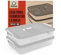 Chef Pomodoro Fermentadora de Masa (35,6 X 27,9 Cm), Cubeta Plástico, Bandeja Con Tapa, Caja Pizza, Fermentadora de Pan, Contenedor Transparente Con Asa, Set 2 uds (Azul)