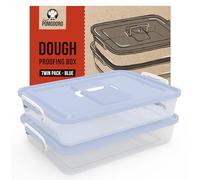 Chef Pomodoro Fermentadora de Masa (35,6 X 27,9 Cm), Cubeta Plástico, Bandeja Con Tapa, Caja Pizza, Fermentadora de Pan, Contenedor Transparente Con Asa, Set 2 uds (Azul)