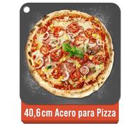 Chef Pomodoro Piedra Pizza Horno 40,6 x 40,6 cm (6,35 mm), Placa Acero Horno Pizza, Placa Acero Pizza, Plancha, Pedra Para pan y pizza, Tabla de Piedra en acero con orificios para levantar