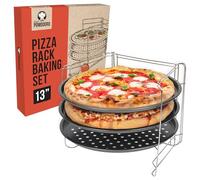Chef Pomodoro Set Bandejas Horno con 3 Piezas (Bandeja Pizza Horno + Base Pizza + Pan con Soporte), Accesorios de repostería y cocina, Platos para Pizza perforados, antiadherentes y fáciles de usar