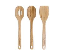 Chef Pomodoro Utensilios de Cocina Madera | Set de 3 Piezas Utensilios Cocina Bambú | Paleta Cocina Grande 31 cm, Cuchara Madera y Cuchara con Orificios | Set Menaje de Cocina