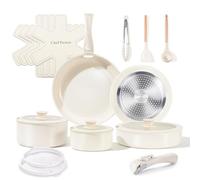 Chef Power Juego de utensilios de cocina de cerámica no tóxicos con asas desmontables, sartenes y ollas antiadherentes saludables, 19 piezas, juego de cocina apto para lavavajillas y horno, libre de