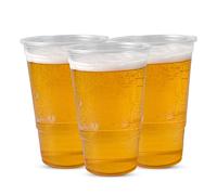 CHEF ROYALE 100 vasos desechables de media pinta - 330 ml, reciclables, reutilizables, de plástico transparente de polipropileno para eventos y fiestas