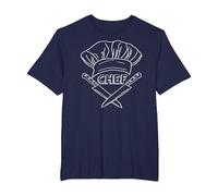 Chef T-Shirt - Cuchillos y Sombrero de Chef - Ilustración de Cocina Camiseta, Hombre Tallas Grandes, Azul Marino, 3X Alto