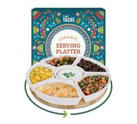 Chef Tacos Bandejas para Servir Comida - Bandeja Cocina Cerámica para Servir Tacos - Bandeja Giratoria Madera para Tapas y Aperitivos - Fuente para Servir Patatas Fritas Aceitunas Salsas - Plato 26 cm