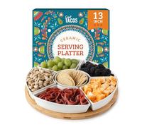 Chef Tacos Bandejas para Servir Comida - Bandeja Cocina Cerámica para Servir Tacos - Bandeja Giratoria Madera para Tapas y Aperitivos - Fuente para Servir Patatas Fritas Aceitunas Salsas (33 cm)
