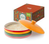 Chef Tacos Calentador de tortilla de cerámica, apto para microondas, crema, recipiente para tortillas, soporte para tortillas, lo mejor para tortilleros de almacenamiento (Arcoíris (25,4 cm))