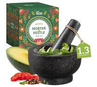 Chef Tacos Mortero Cocina De Granito, Mortero Piedra, 13 Cm, Molcajete Piedra Volcanica, Resistente, 1,3 Tazas De Capacidad, Gris