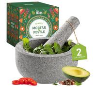 Chef Tacos Mortero Cocina - Molcajete Mexicano Piedra Volcánica - Mortero con Mano - Mortero Piedra para Hacer o Servir Guacamole, Alioli, Pesto, Moler Especias - Diámetro 16 cm, 7.9 cm Altura Gris