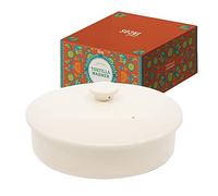 Chef Tacos Tortillera para Tortillas de Maíz - Calentador Tortillas Cerámica con Tapa para Crepes y Tortitas Apto para Microondas, Tortillero Comida Mexicana Fajitas Burritos Tacos (Blanco, 20 cm)