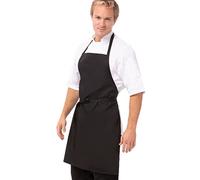 Chef Works Apron Delantal con Babero, Negro, Talla única Unisex Adulto