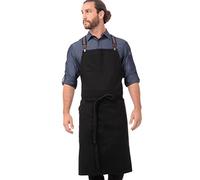 Chef Works Acs01jbk0 Delantal de Trabajo, Negro Azabache con Tirantes Negro/Gris, Talla única Unisex Adulto