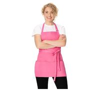 Chef Works Delantal unisex de tres bolsillos, color rosa intenso, talla única