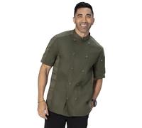 Chef Works Mojave - Abrigo de chef de manga corta para hombre, Oliva, Medium