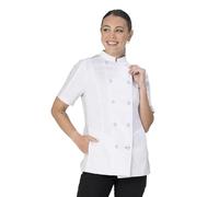 Chef Works Mojave - Abrigo de chef de manga corta para mujer, Blanco, M