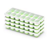 ChefAide Ice Cube Tray with Lid, 4 Pack Durable Stackable Ice Cube Trays for Freezer with Removable Lids, Easy-Release Plastic & Silicone Ice Tray for Cocktail, Coffee, Soda