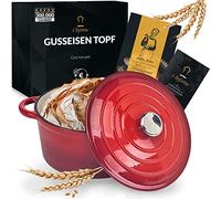 Chefarone Cacerola de hierro fundido de 24 cm, 3,5 L, esmaltada con tapa para hornear, estofar y asar, para inducción