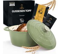 Chefarone Cacerola de hierro fundido de 26 cm, 4,7 L, esmaltada, con tapa de inducción, de hierro fundido, para hornear pan, cocotte esmaltado