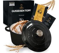 Chefarone Cacerola Hierro Fundido 24 cm 3,5L Esmaltada con Tapa Inducción Horno - Cocotte Multiusos para Hornear Pan Guisar Freír Cocinar