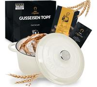 Chefarone Cacerola Hierro Fundido 24 cm 3,5L Esmaltada con Tapa Inducción Horno - Cocotte Multiusos para Hornear Pan Guisar Freír Cocinar