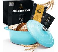 Chefarone Cacerola Hierro Fundido 26 cm 4,7 L Esmaltada con Tapa Inducción Horno - Cocotte Multiusos para Hornear Pan Guisar Freír Cocinar