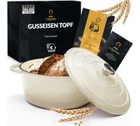 Chefarone Cacerola Hierro Fundido 26 cm 4,7 L Esmaltada con Tapa Inducción Horno - Cocotte Multiusos para Hornear Pan Guisar Freír Cocinar