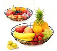 Chefarone Fruteros de Cocina Modernos, 2 piezas Frutero de Metal Negro, Bowls Cocina para Frutas y Verduras