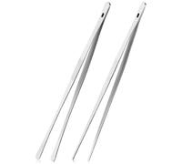 ChefBee Pinzas de cocina - 2 utensilios de cocina de acero inoxidable de 12 pulgadas, pinzas finas de metal con puntas dentadas de precisión para chef, servir alimentos, parrilla, culinario, pasta,