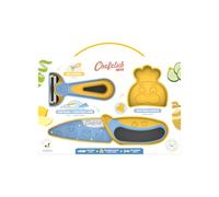 ChefClub - Estuche de cuchillo y pelador para niños, ayuda al descubrimiento culinario, para manos pequeñas, seguras, protección de los dedos, plástico sólido, acero inoxidable, intuitivo