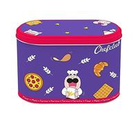 CHEFCLUB KIDS - Harinera metálica morada de 1,5 kg - Divertido almacenamiento de cocina para niños - Tapa hermética - Compatible con vasos medidores - Accesorio de repostería - A partir de 4 años