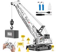 Cheffery 1:16 Gruas de Juguete, 13 Canales Grua Teledirigida con Luces Efectos Sonido Spray, Grande Vehículos de construcción Gruas RC Juguete Regalos para Niños 6+ Años (Blanco)