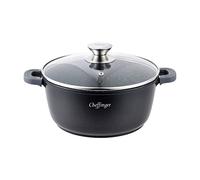 Cheffinger CF-DC24 BLK - Cacerola de aluminio fundido para inducción, 24 cm de diámetro, color negro