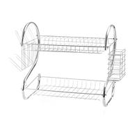 Cheffinger Escurreplatos Redondo de Metal de 2 Niveles, Plata