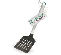 Chefkoch trifft Fackelmann - Espátula ranurada de alta calidad de acero inoxidable con silicona, resistente al calor hasta 230 °C, apta para lavavajillas, ideal para sartenes revestidas