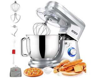 CHeflee Batidora Amasadora Profesional 2000W Amasadora de Pan con Recipiente de Acero Inoxidable de 8 L Multifuncional Amasadora Varillas y Protección para Salpicaduras 6 Velocidades