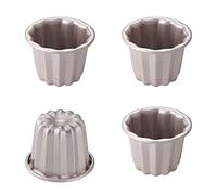 CHEFMADE Canele molde juego de bandejas para pasteles, Cannele antiadherente para hornear magdalenas, 4 Uds., 2,6 pulgadas (oro champán)