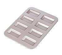 CHEFMADE Financiero torta de Pan, 8-cavidad no-Stick rectángulo molde para magdalenas galletas para hornear galletas para hornear en el horno (oro champán)