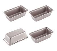 CHEFMADE Mini juego de moldes de Pan,4 Uds. De pan rectangular antiadherente y utensilios para hornear carne de 5,5 pulgadas para horno y horneado instantáneo (oro champán)