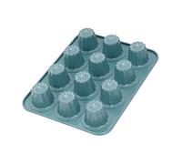 CHEFMADE Molde de canele, antiadherente, con 12 cavidades, para hornear magdalenas, para horno (verde)