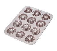 CHEFMADE Molde para donas torta de Pan, Molde antiadherente de 12 cavidades para hornear donuts para hornear en el horno (oro champán)