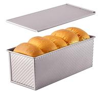 CHEFMADE Pan de Pan Pullman comercial con labio, Caja corrugada rectangular antiadherente con capacidad de masa de 2,2 libras para hornear en el horno4.8" x 12.8"x 4.7" (oro champán)