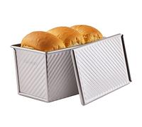 CHEFMADE Pullman Pan con labio, Caja corrugada rectangular antiadherente con capacidad de masa de 0,99lb para hornear en el horno 4.2" x 7.7"x 4.4" (oro champán)