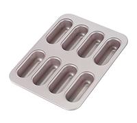 CHEFMADE Twinkie torta de Pan, Mini molde antiadherente para hornear Magdalenas con forma de perro caliente de 8 cavidades para horno y horneado instantáneo (oro champán)